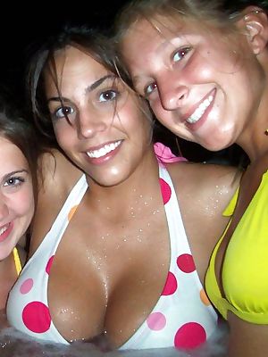 Girlfriends show off their fine breasts while posing on cam